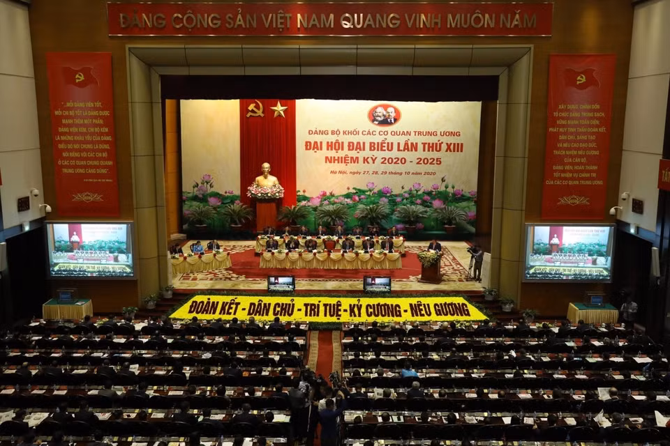 Toàn cảnh phiên khai mạc Đại hội đại biểu Đảng bộ Khối các cơ quan Trung ương lần thứ XIII, nhiệm kỳ 2020-2025. (Ảnh: Văn Điệp/TTXVN)