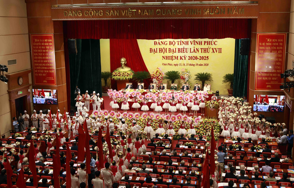 Quang cảnh phiên khai mạc Đại hội. (Ảnh: Hoàng Hùng/TTXVN)