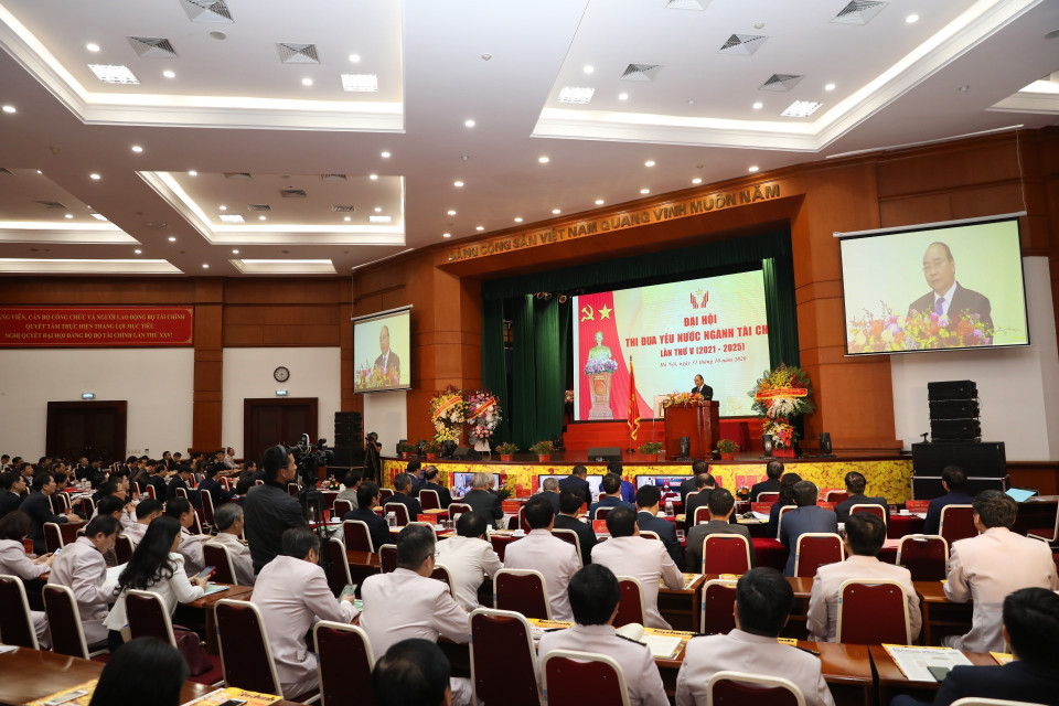 Thủ tướng Nguyễn Xuân Phúc phát biểu tại Đại hội. (Ảnh: Phạm Hậu/TTXVN)