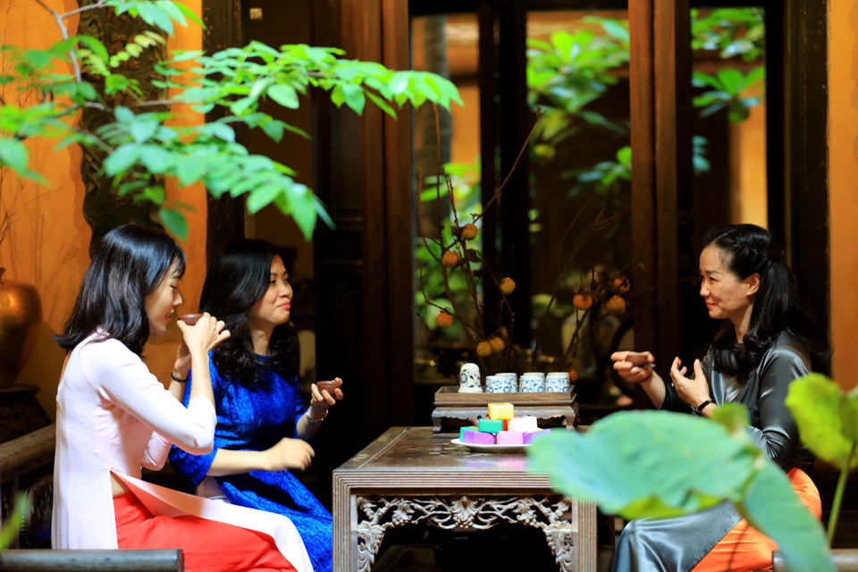 Không gian uống trà của người Hà Nội xưa. (Nguồn: TTXVN)