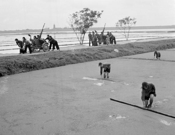 Vừa sản xuất, vừa chiến đấu với tâm nguyện hết lòng, hết sức vì miền Nam, phong trào Ba đảm đang của phụ nữ Thủ đô có nhiều đóng góp lớn. Trong ảnh: Nữ dân quân xã Yên Mỹ, huyện Thanh Trì, ngoại thành Hà Nội vừa ra sức sản xuất, vừa đẩy mạnh luyện tập quân sự, sẵn sàng chiến đấu. (Ảnh: Triệu Phúc/TTXVN)