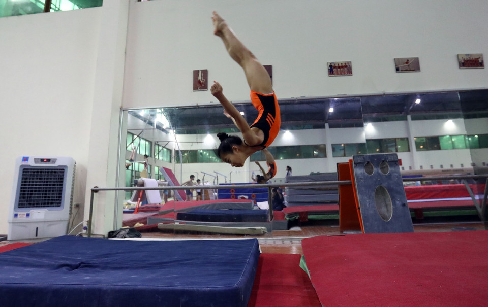 Các vận động viên hăng hay tập luyện, sẵn sàng cho ngày thi đấu chính thức. (Ảnh: Huy Hùng/TTXVN)