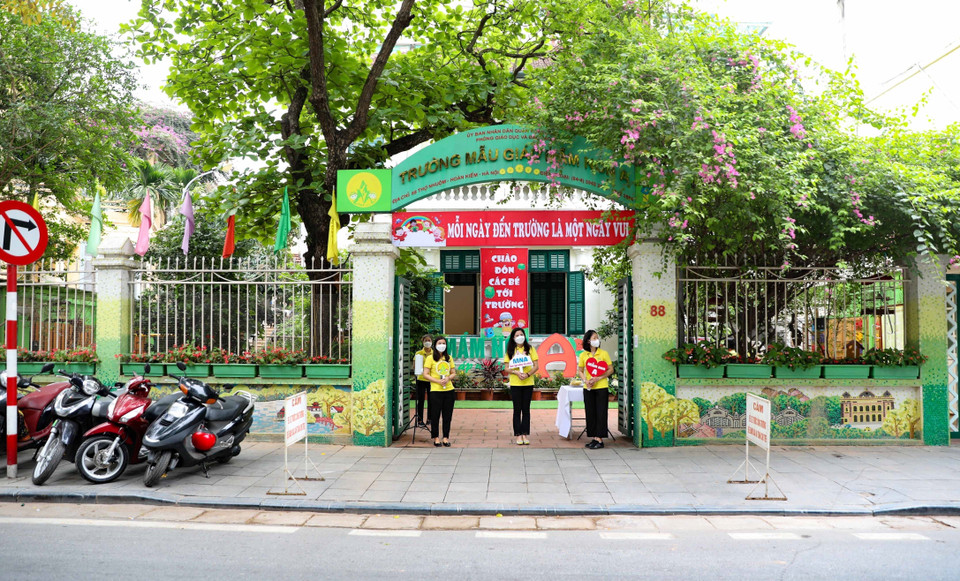 Trường Mẫu giáo Mầm non A, quận Hoàn Kiếm đã hoàn tất công tác chuẩn bị, sẵn sàng đón trẻ tới trường. (Ảnh: Thanh Tùng/TTXVN)