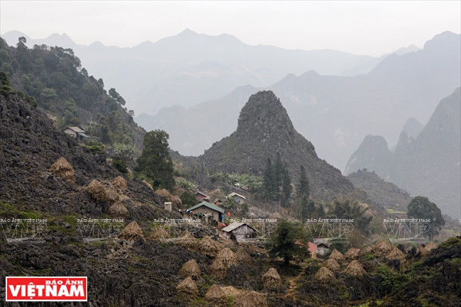 Bản Lùng Phủa nằm ngay trên đỉnh Mã Pí Lèng. (Ảnh: Tất Sơn/Báo ảnh Việt Nam)