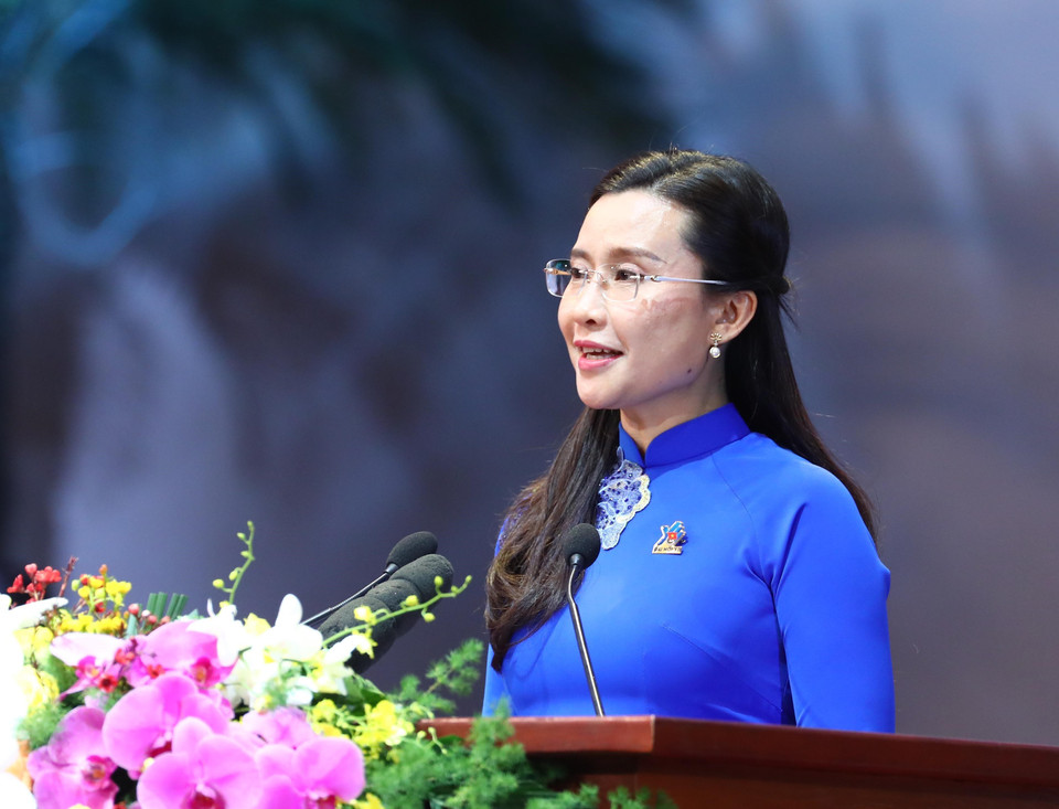 Bí thư Trung ương Đoàn Nguyễn Phạm Duy Trang phát biểu. (Ảnh: Lâm Khánh/TTXVN)