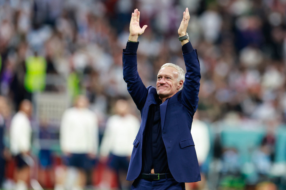 Huấn luyện trưởng đội tuyển Pháp Deschamps vui mừng sau chiến thắng. (Ảnh: Hải An/Vietnam+)