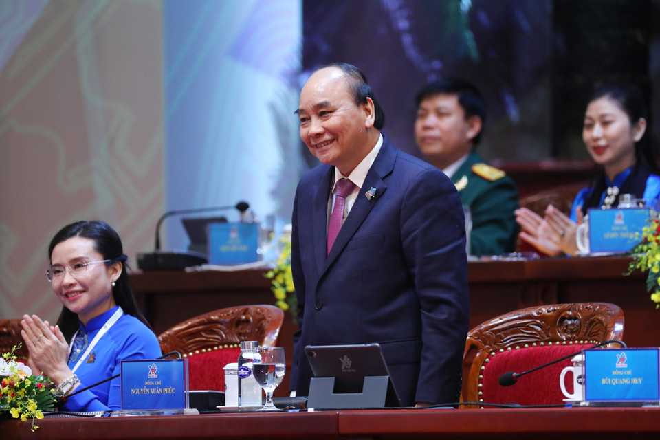 Chủ tịch nước Nguyễn Xuân Phúc tham gia đoàn Chủ tịch. (Ảnh: Lâm Khánh/TTXVN)