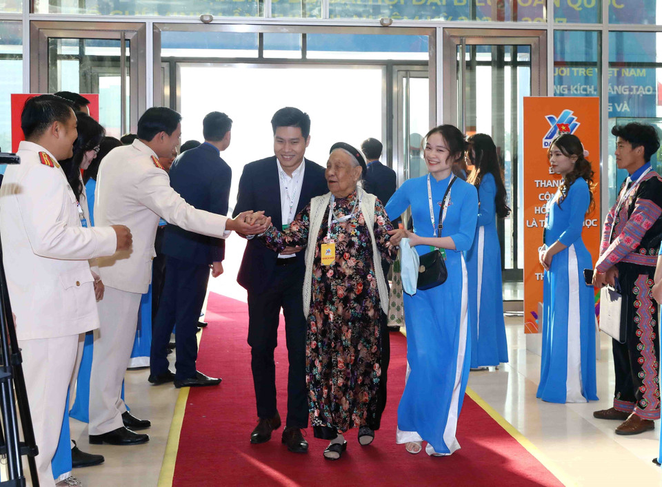 Các đại biểu đến dự Lễ khai mạc Đại hội Đoàn toàn quốc lần thứ XII. (Ảnh: Phạm Kiên/TTXVN)