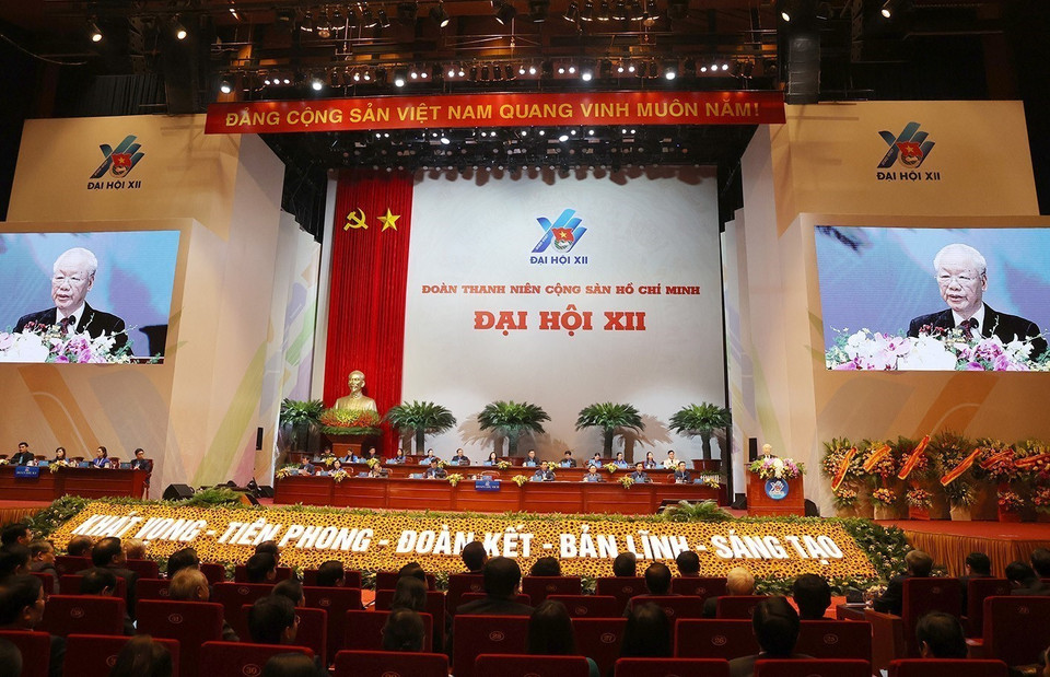 Tổng Bí thư Nguyễn Phú Trọng phát biểu chỉ đạo Đại hội đại biểu toàn quốc Đoàn Thanh niên Cộng sản Hồ Chí Minh. (Ảnh: Trí Dũng/TTXVN)