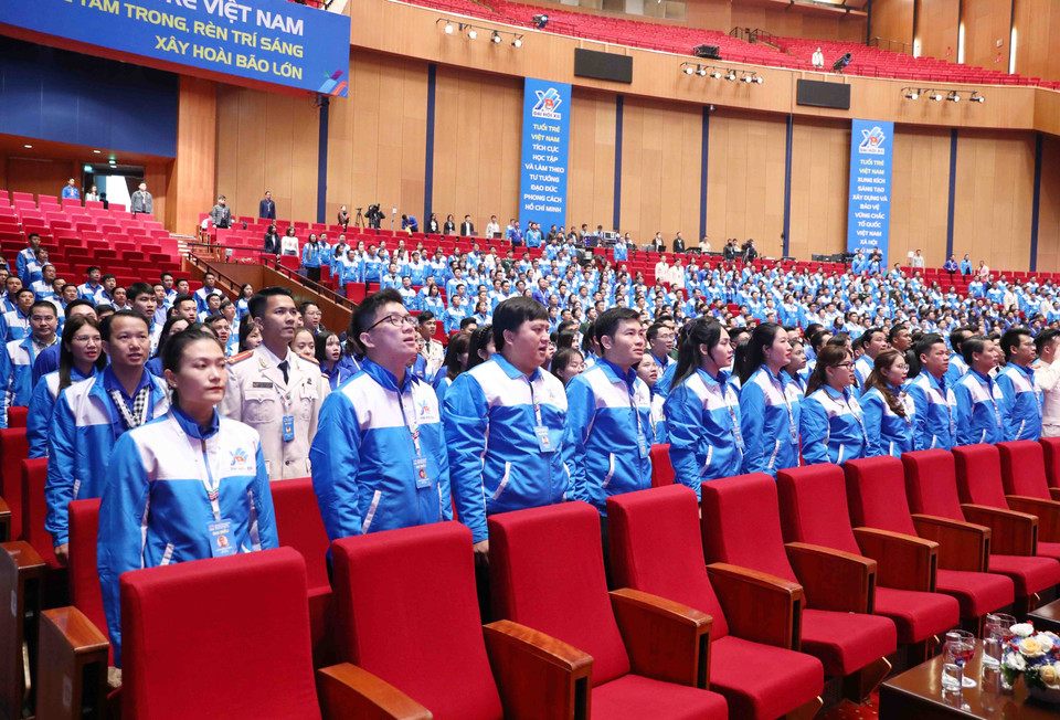 Các đại biểu thực hiện nghi thức chào cờ. (Ảnh: Phạm Kiên/TTXVN)