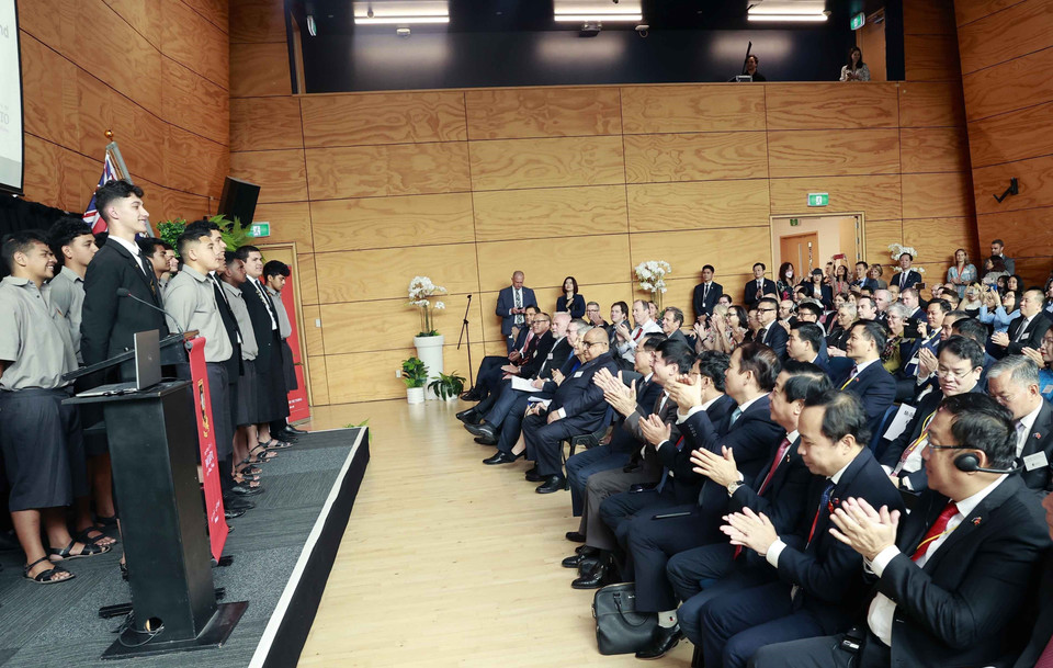 Lễ tiếp đón Chủ tịch Quốc hội Vương Đình Huệ và Đoàn đại biểu Quốc hội Việt Nam theo phong tục người Maori. (Ảnh: Doãn Tấn/TTXVN)