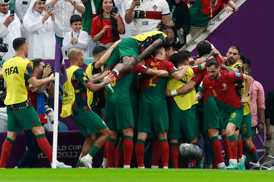 Niềm vui của các cầu thủ Bồ Đào Nha. (Ảnh: Hải An/Vietnam+)