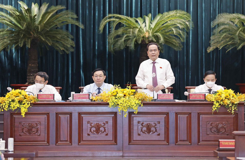 Phó Chủ tịch Thường trực Quốc hội Trần Thanh Mẫn phát biểu. (Ảnh: Doãn Tấn/TTXVN)