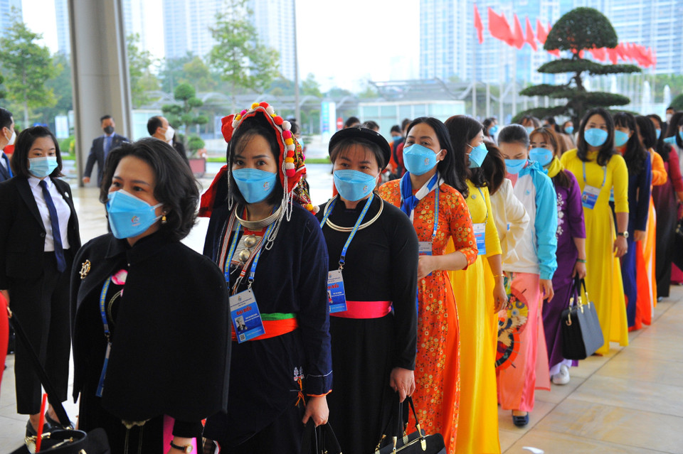 1.000 đại biểu dự Đại hội phụ nữ toàn quốc lần thứ XIII. (Ảnh: Minh Đức/TTXVN)