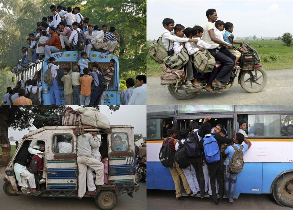 Người dân chen chúc trên những chuyến xe. (Nguồn: QQ)