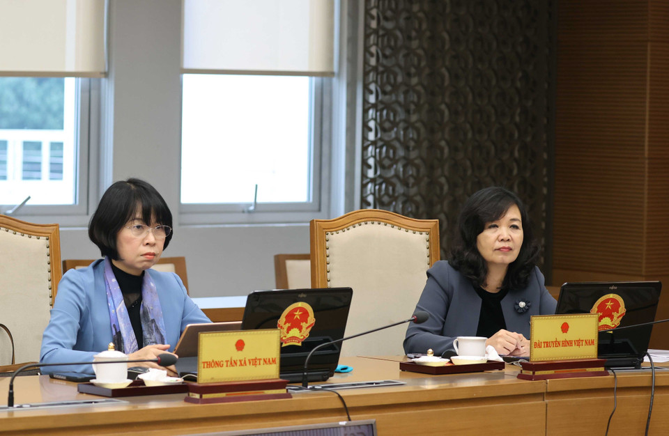 Đại diện các cơ quan báo chí trực thuộc Chính phủ dự phiên họp. (Ảnh: Thống Nhất/TTXVN)