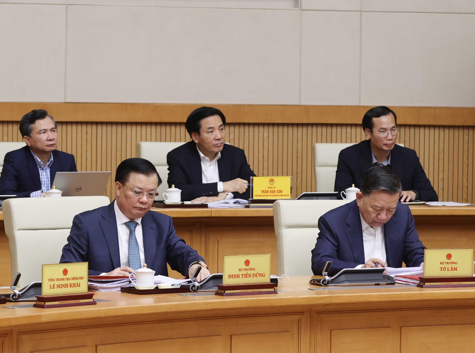 Các thành viên Chính phủ dự phiên họp. (Ảnh: Thống Nhất/TTXVN)