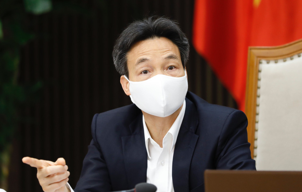 Phó Thủ tướng Vũ Đức Đam chủ trì họp Thường trực Ban Chỉ đạo quốc gia phòng, chống dịch bệnh COVID-19. (Ảnh: Dương Giang/TTXVN)