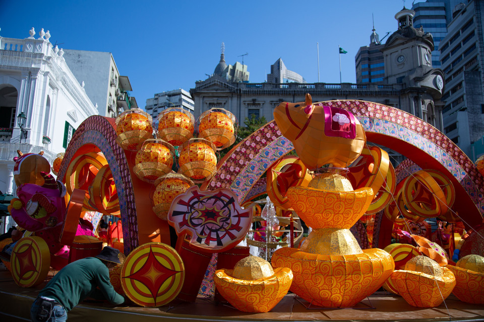 Khung cảnh trang hoàng rực rỡ chào đón Tết Nguyên đán tại Macao, Trung Quốc. (Nguồn: THX/TTXVN)