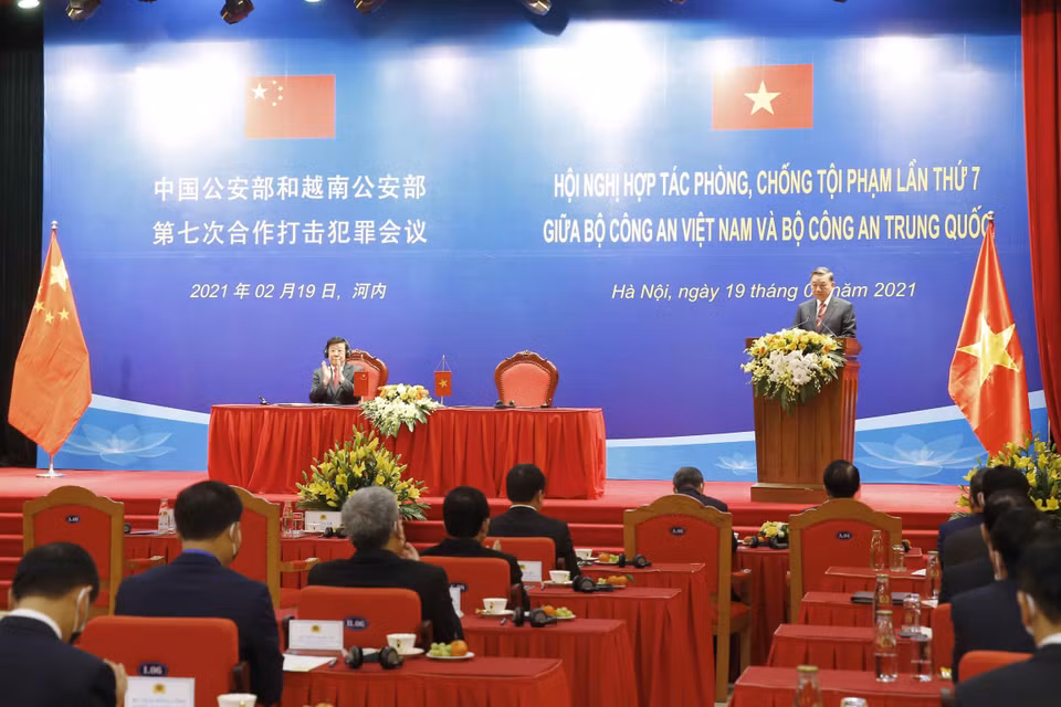 Đại tướng Tô Lâm, Ủy viên Bộ Chính trị, Bộ trưởng Bộ Công an, phát biểu. (Ảnh: Doãn Tấn/TTXVN)
