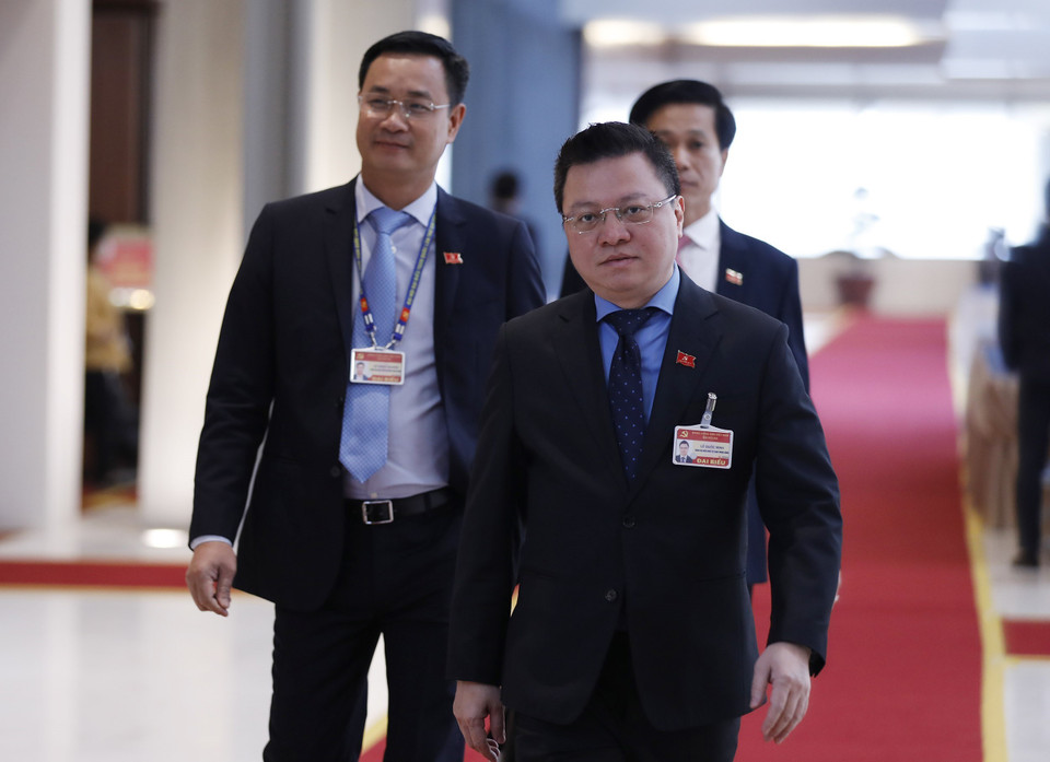 Đồng chí Lê Quốc Minh, Uỷ viên Trung ương Đảng khóa XIII, Phó Tổng giám đốc Thông tấn xã Việt Nam đến dự phiên bế mạc Đại hội XIII của Đảng. (Nguồn: TTXVN)