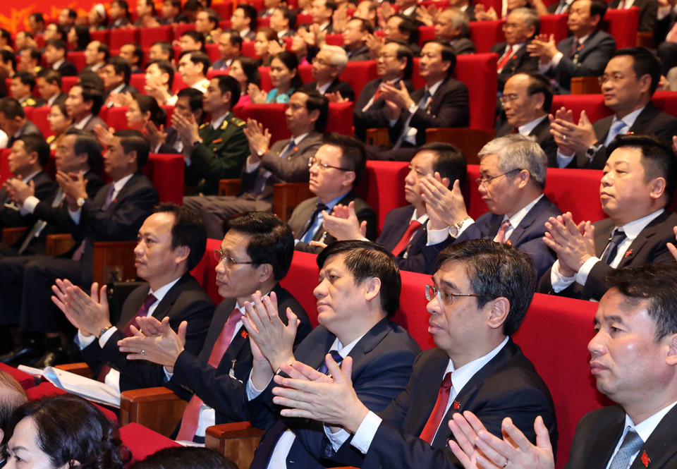 Các đại biểu tham dự phiên bế mạc Đại hội XIII của Đảng. (Nguồn: TTXVN)