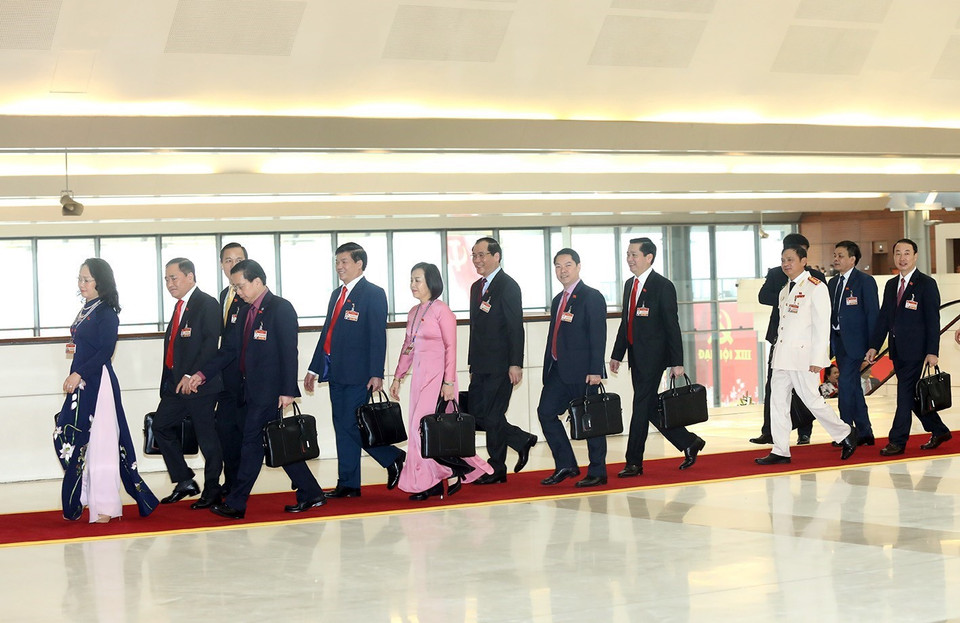 Các đại biểu tham dự phiên bế mạc Đại hội XIII của Đảng. (Nguồn: TTXVN)