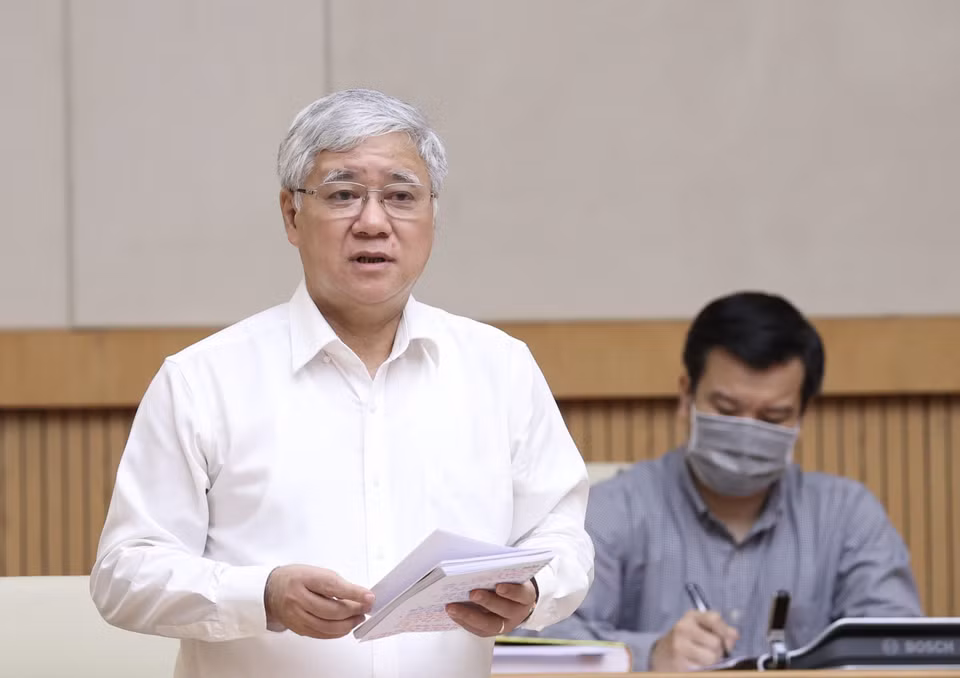Ông Đỗ Văn Chiến, Bí thư Trung ương Đảng, Chủ tịch UBTW MTTQ Việt Nam, Phó Chủ tịch Hội đồng Thi đua-Khen thưởng Trung ương phát biểu. (Ảnh: Dương Giang/TTXVN)