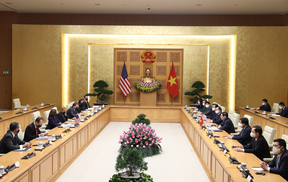 Quang cảnh buổi tiếp. (Ảnh: Dương Giang/TTXVN)