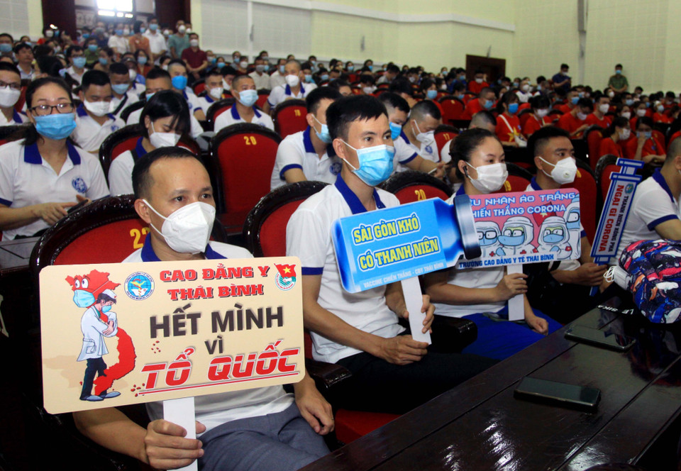 Đoàn công tác với quyết tâm phòng, chống dịch COVID-19. (Ảnh: Thế Duyệt/TTXVN)