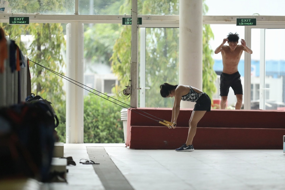 Hiện nay, đội tuyển đang bước vào giai đoạn tập luyện tăng tốc với những giáo án đặc biệt nhằm chuẩn bị tốt nhất cho mục tiêu giành 5-8 huy chương Vàng. (Ảnh: Minh Quyết/TTXVN)