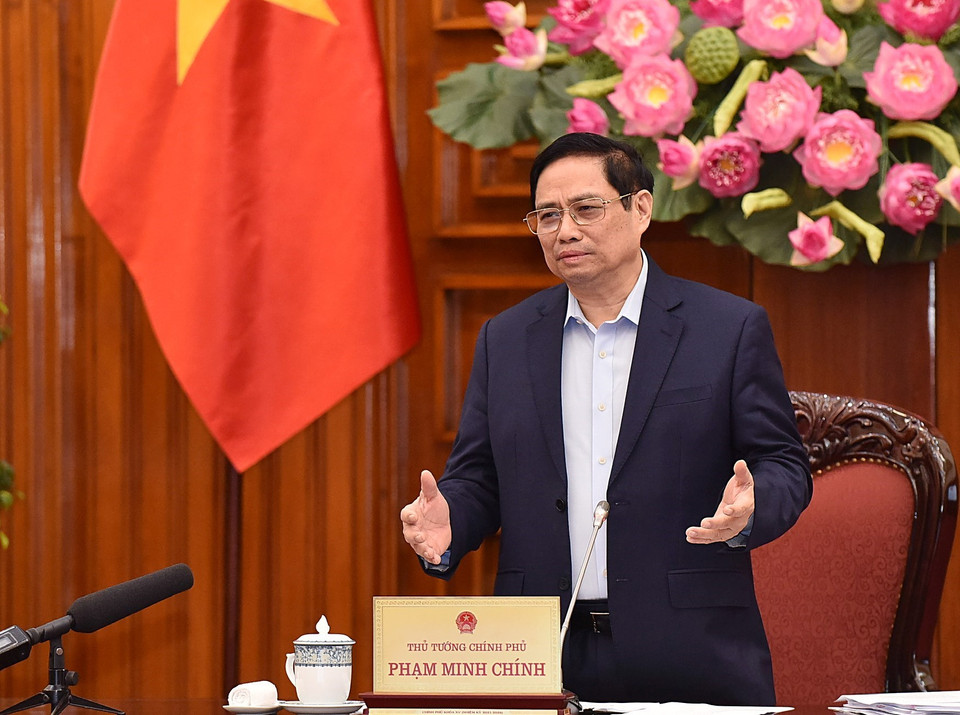 Thủ tướng Phạm Minh Chính phát biểu kết luận cuộc họp. (Ảnh: Dương Giang/TTXVN)