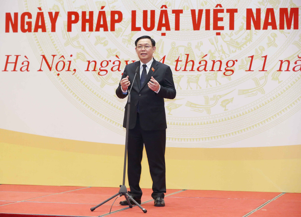 Chủ tịch Quốc hội Vương Đình Huệ phát biểu. (Ảnh: Doãn Tấn/TTXVN)