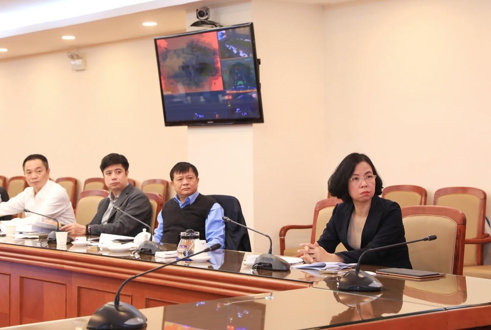 Ban lãnh đạo Thông tấn xã Việt Nam dự Hội nghị Văn hóa toàn quốc theo hình thức trực tuyến. (Ảnh: Tuấn Anh/TTXVN)