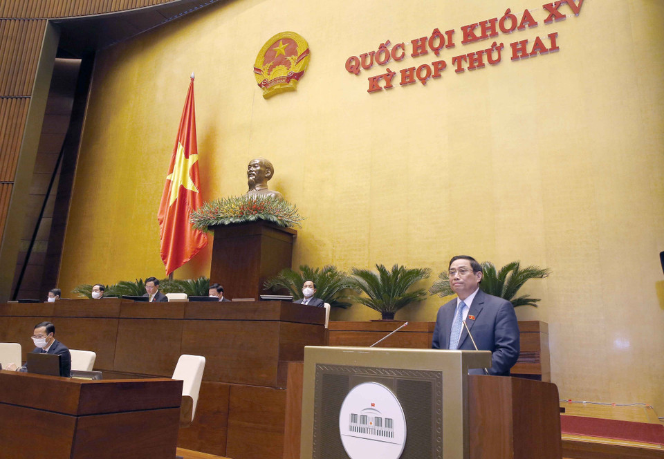Thủ tướng Chính phủ Phạm Minh Chính phát biểu làm rõ các vấn đề liên quan đến toàn bộ nội dung của Phiên chất vấn. (Ảnh: Doãn Tấn/TTXVN)