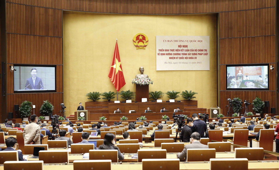 Ông Võ Văn Thưởng, Ủy viên Bộ Chính trị, Thường trực Ban Bí thư phát biểu. (Ảnh: Doãn Tấn/TTXVN)