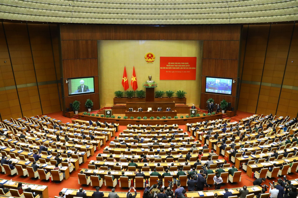 Toàn cảnh Tổng Bí thư Nguyễn Phú Trọng phát biểu chỉ đạo Hội nghị. (Ảnh: Văn Điệp/TTXVN)