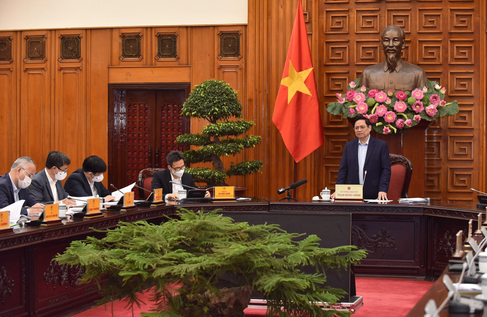 Thủ tướng Phạm Minh Chính phát biểu kết luận cuộc họp. (Ảnh: Dương Giang/TTXVN)