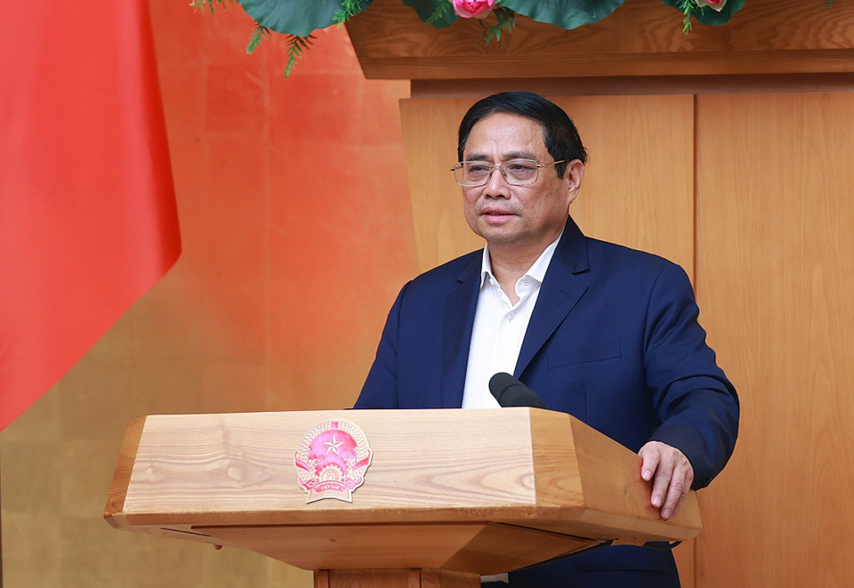 Thủ tướng Phạm Minh Chính chủ trì phiên họp Chính phủ thường kỳ tháng Hai. (Ảnh: Dương Giang/TTXVN)