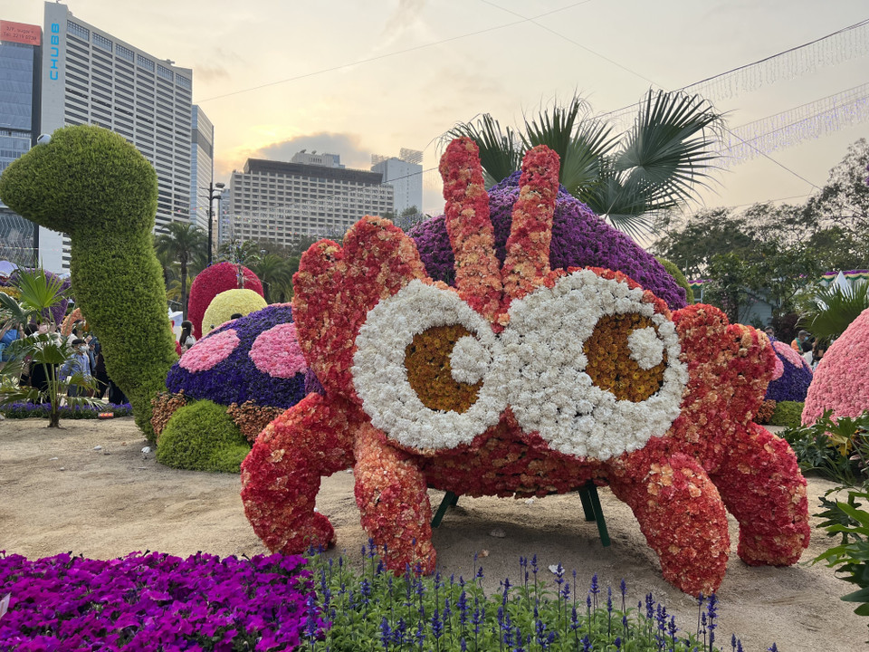 "Khu vườn động vật" tại Triển lãm hoa Hong Kong, Trung Quốc. (Ảnh: Mạc Luyện/TTXVN)