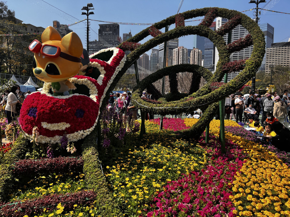 Triển lãm hoa tại công viên Victoria, Hong Kong (Trung Quốc). (Ảnh: Mạc Luyện/TTXVN)