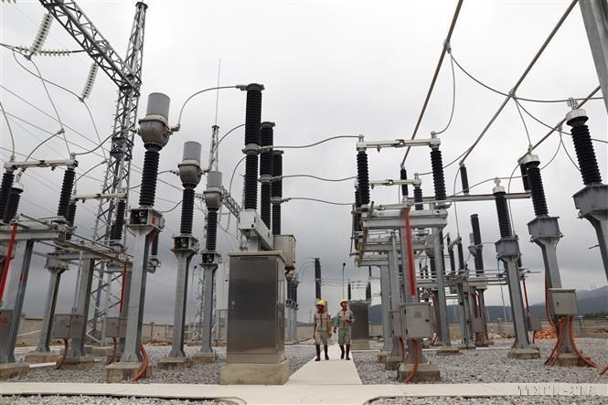 Trạm 110kV Khu công nghiệp Nghi Sơn 1-Công trình do Đoàn thanh niên NPCETC hoàn thành ngày 8/2/2021, góp phần đảm bảo cung cấp điện ổn định, an toàn cho khu kinh tế Nghi Sơn (Thanh Hóa). (Ảnh: Huy Hùng/TTXVN)