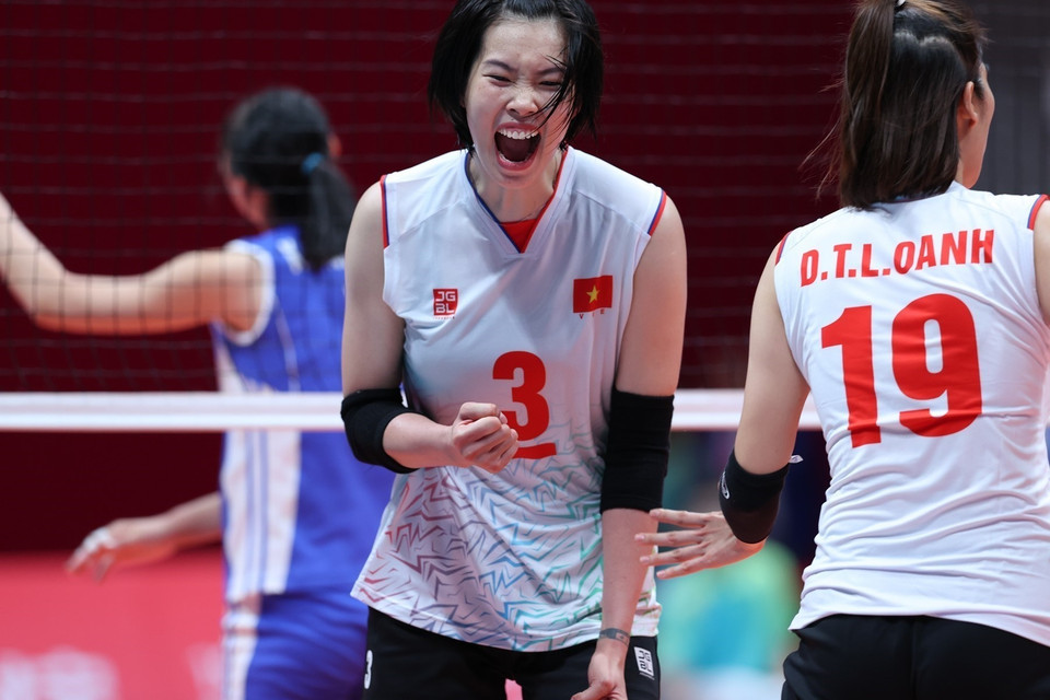 Niềm vui chiến thắng của Thanh Thúy (3). (Ảnh: Hoàng Linh/TTXVN)