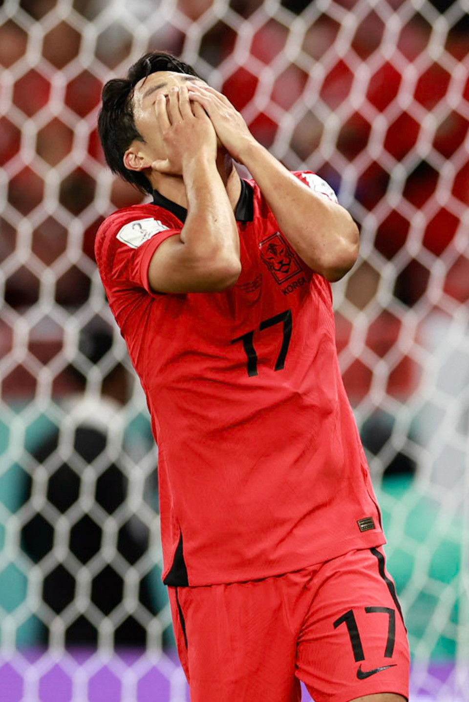 Sau bàn thua thứ 3, các cầu thủ Hàn Quốc liên tục gây sức ép về phía khung thành Ghana nhưng không thành công. (Ảnh: Hải An/Vietnam+)