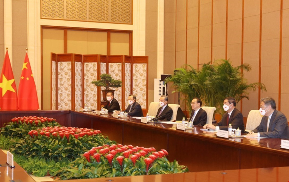 Thủ tướng Trung Quốc Lý Khắc Cường tại buổi hội kiến Tổng Bí thư Nguyễn Phú Trọng. (Ảnh: Trí Dũng/TTXVN)