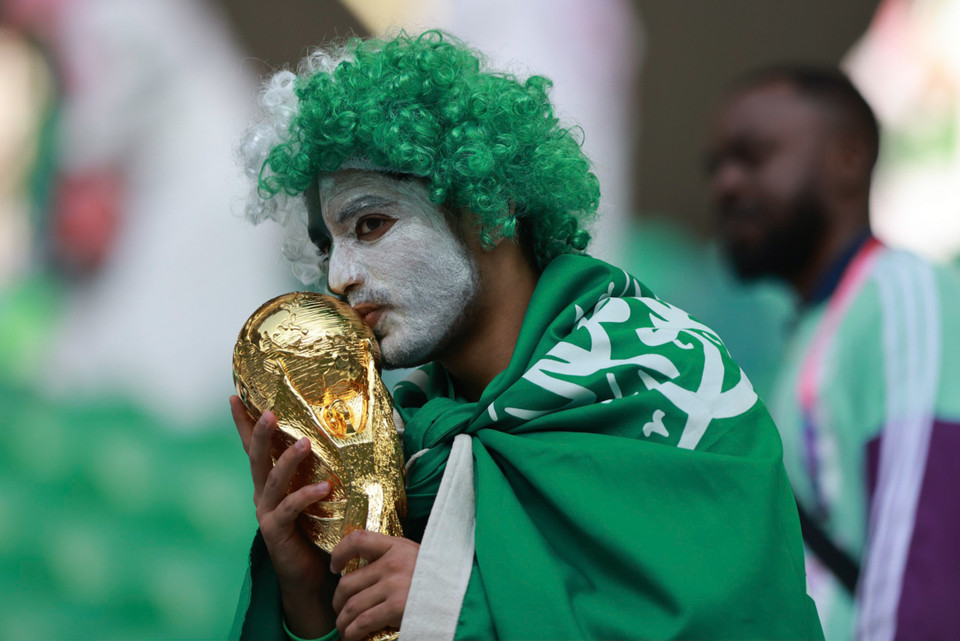 Một cổ động viên Maroc với phục trang ấn tượng. (Ảnh: Hải An/Vietnam+)