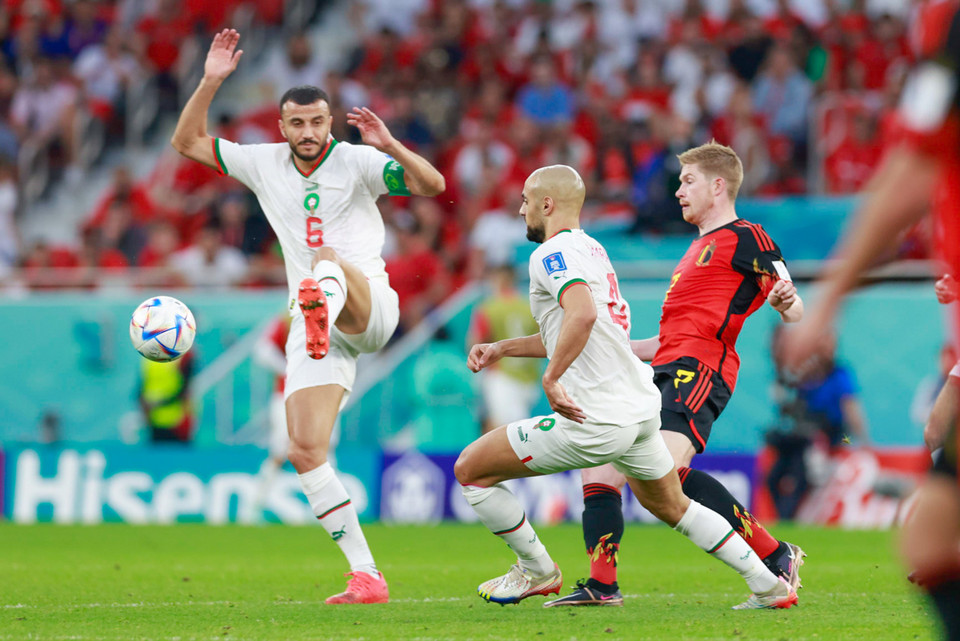 Đội tuyển Maroc đã chủ động chơi dâng cao ép sân khi trận đấu bước sang hiệp 2. (Ảnh: Hải An/Vietnam+)