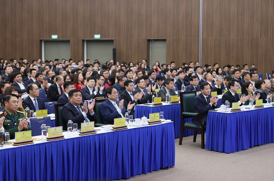 Thủ tướng dự Phạm Minh Chính dự Hội nghị Triển khai Nhiệm vụ Bộ Kế hoạch và Đầu tư. (Ảnh: Dương Giang/TTXVN)