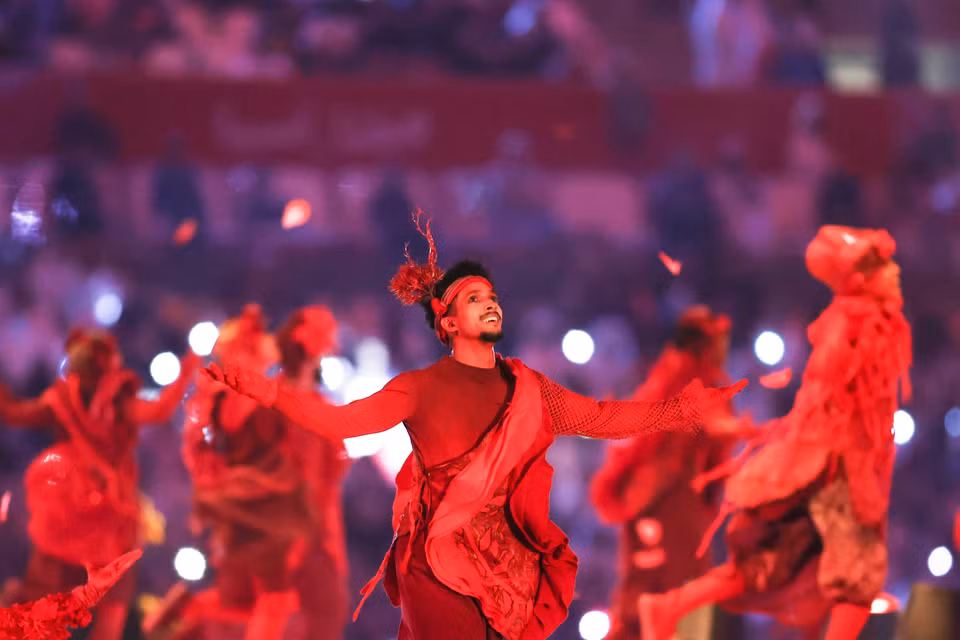 Ngày 12/1/2024, lễ khai mạc Asian Cup 2023 đã diễn ra đậm màu sắc thần thoại và lung linh trong pháo hoa trên sân vận động Lusail ở thủ đô Doha của Qatar. (Ảnh: THX/TTXVN)