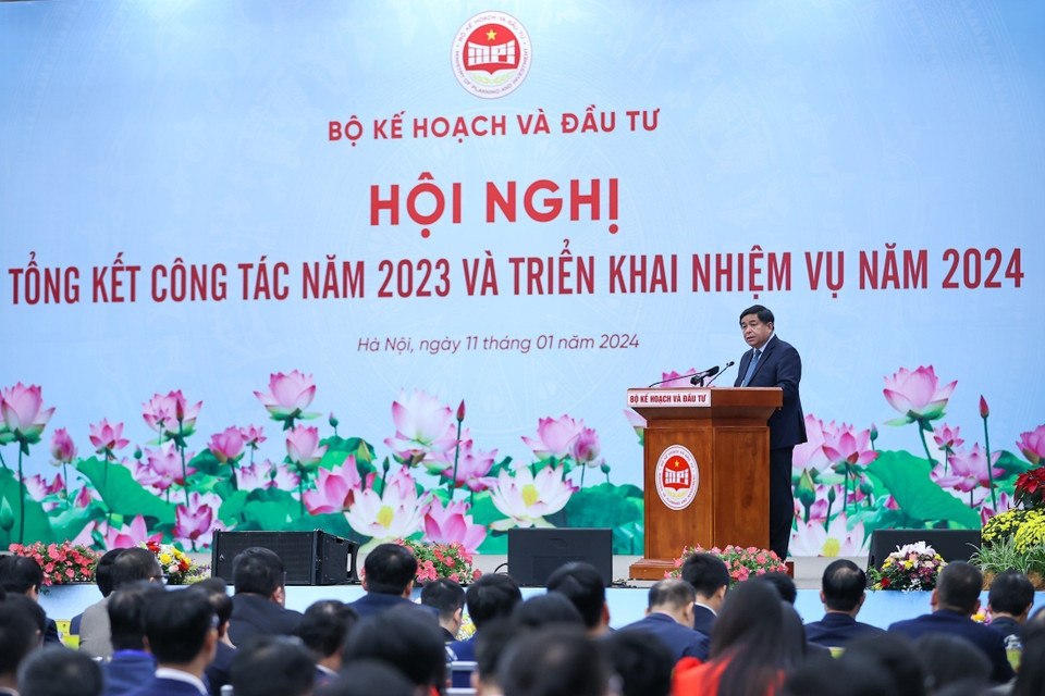 Hội nghị triển khai nhiệm vụ năm 2024 của Bộ Kế hoạch và Đầu tư. (Ảnh: Dương Giang/TTXVN)